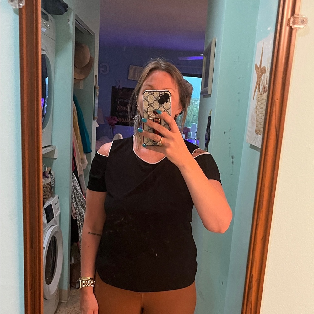 Calvin Klein Black Cold Shoulder Tee